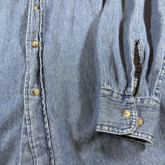 Vintage Wrangler Workwear Western Chambray Denim Oversized Shirt - Blue Mns M - Picture 5 of 9